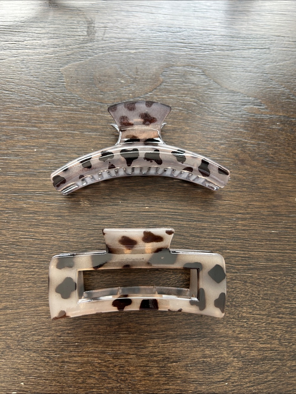 Leopard Print Hair Claw Clip Set - Neutral Brown